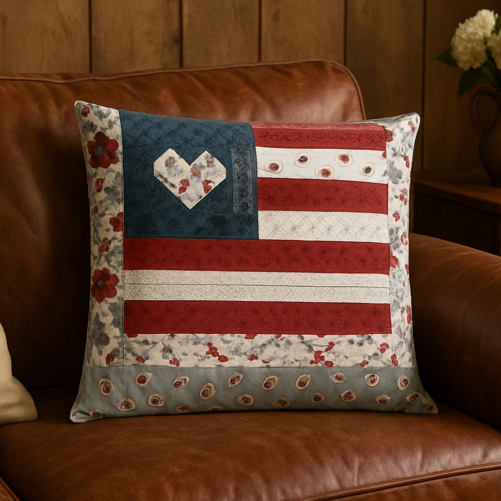 Quilted Throw Pillow - Americana Flag (2)