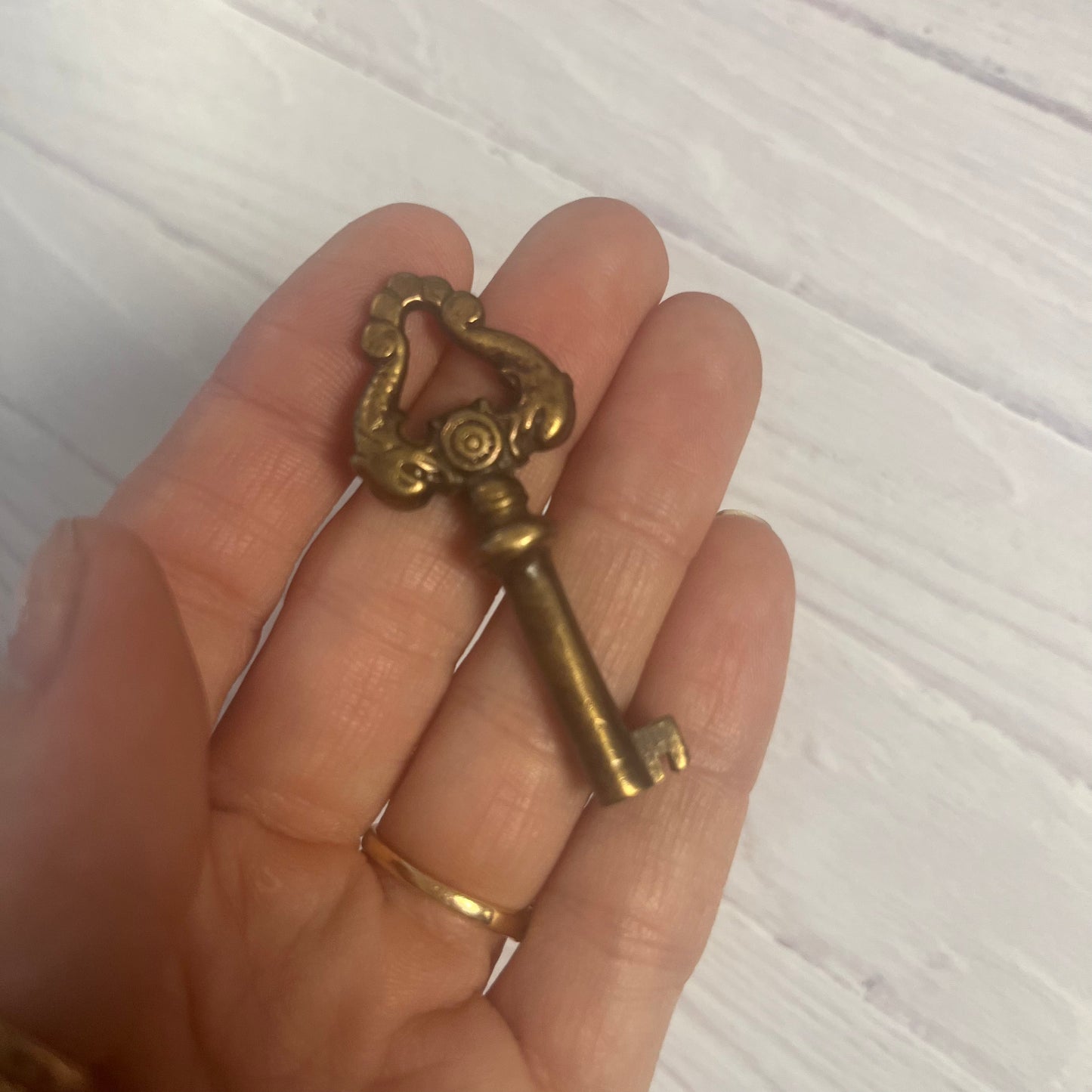 Antique Brass Skeleton Key with Dolphin Motif