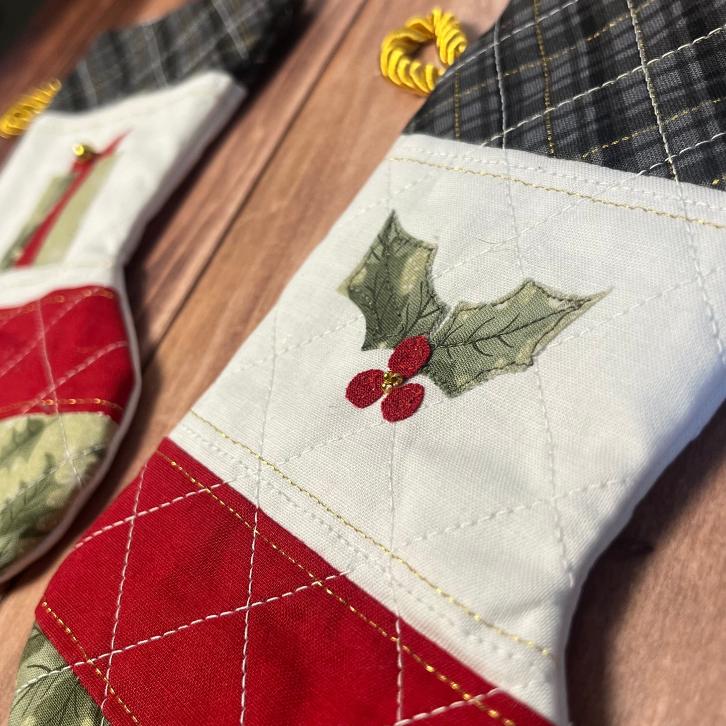 Mini Stockings - Classic Christmas Set of Two (Present and Holly)