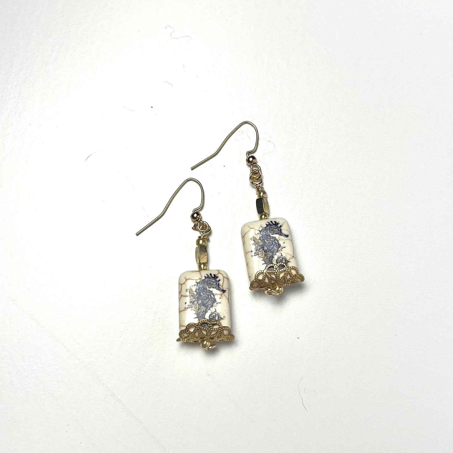 Seahorse Cameo Earrings