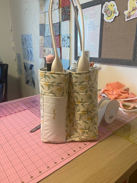 Double Wine Tote - in Lovely Lemons