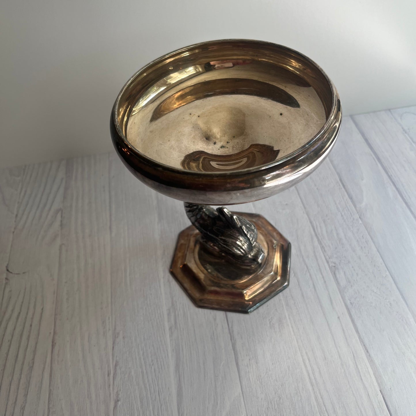 Antique 1909 Silver-Plated Tazza by Lawrence B. Smith Co. – Dolphin Motif