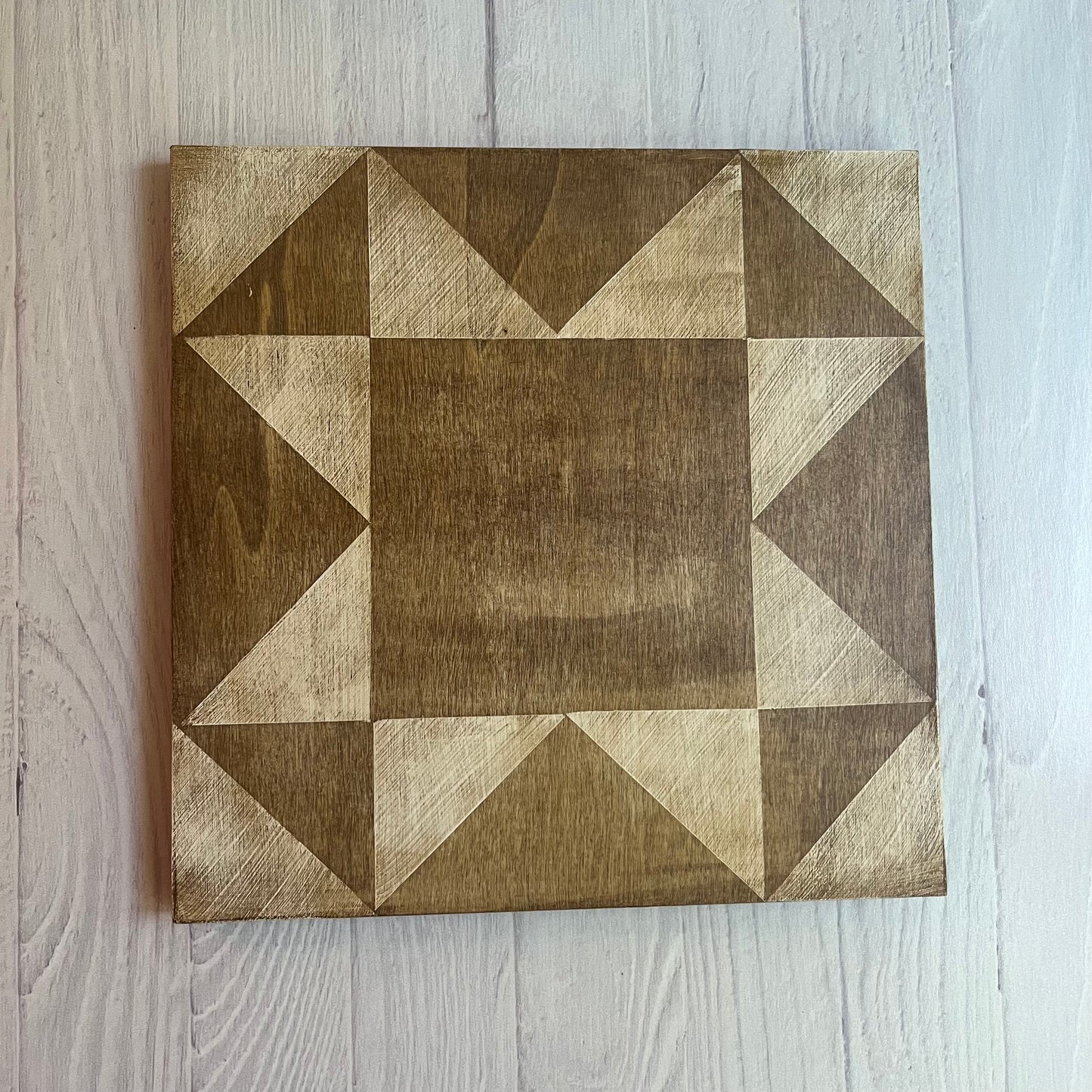 Set of 3 Mini Barn Quilts – Hand Painted Wood Wall Art in Natural Neutrals
