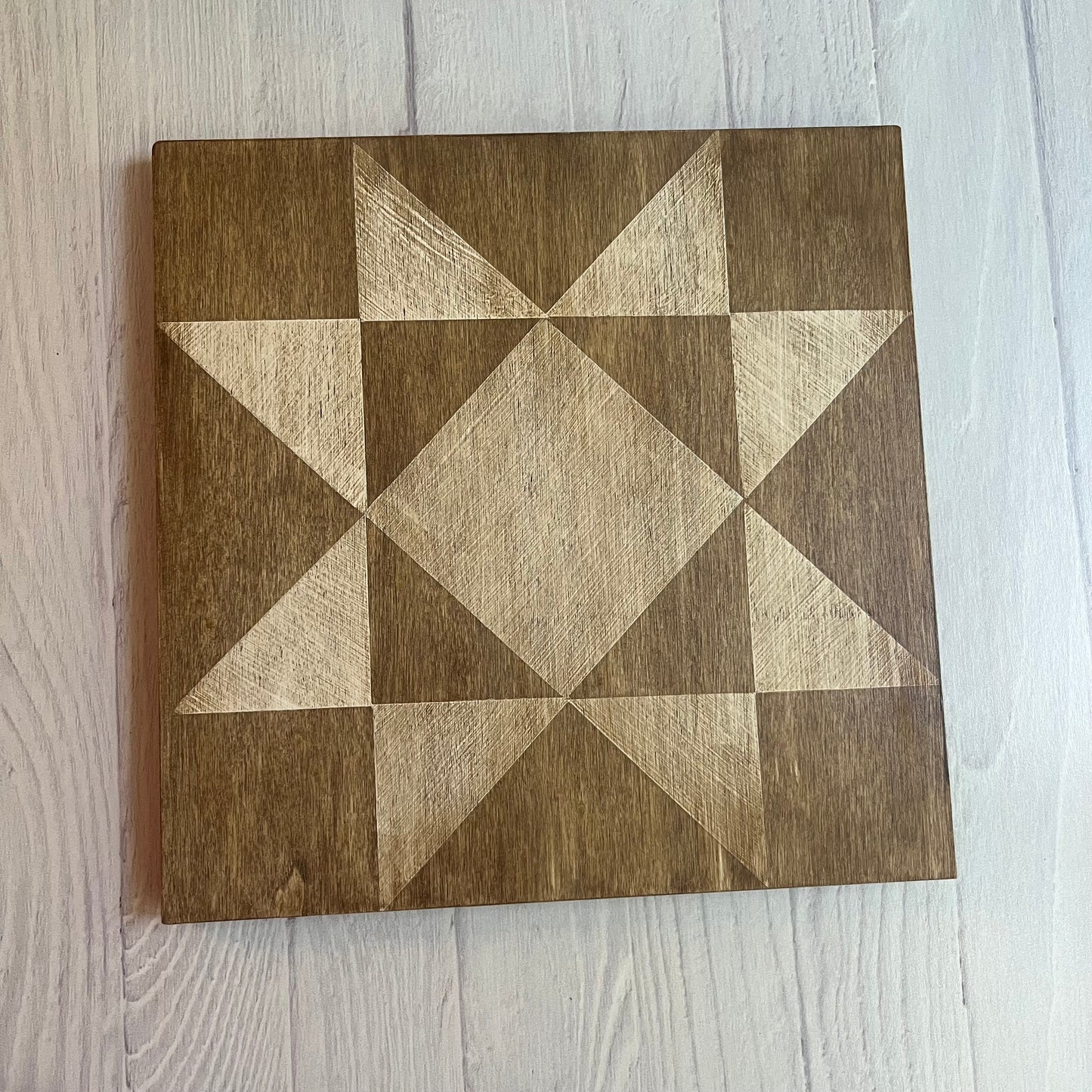Set of 3 Mini Barn Quilts – Hand Painted Wood Wall Art in Natural Neutrals
