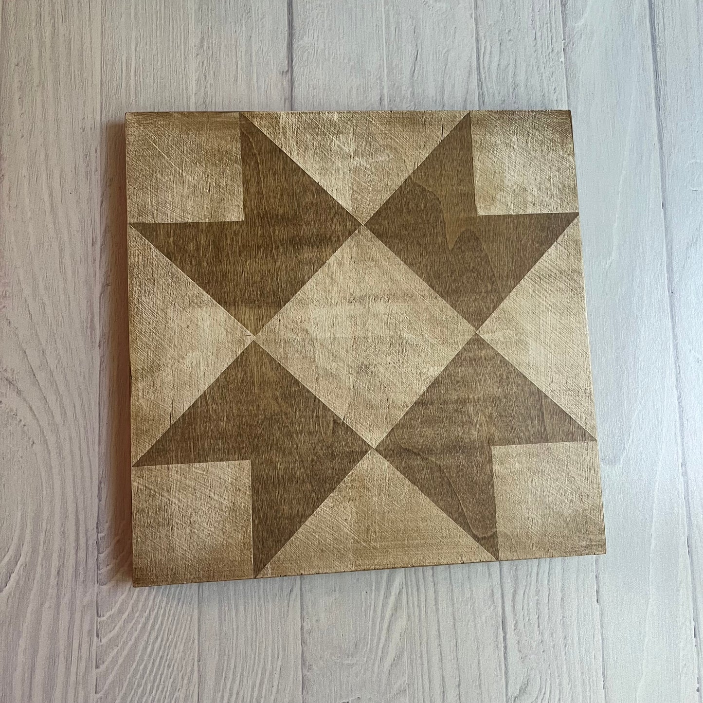 Set of 3 Mini Barn Quilts – Hand Painted Wood Wall Art in Natural Neutrals
