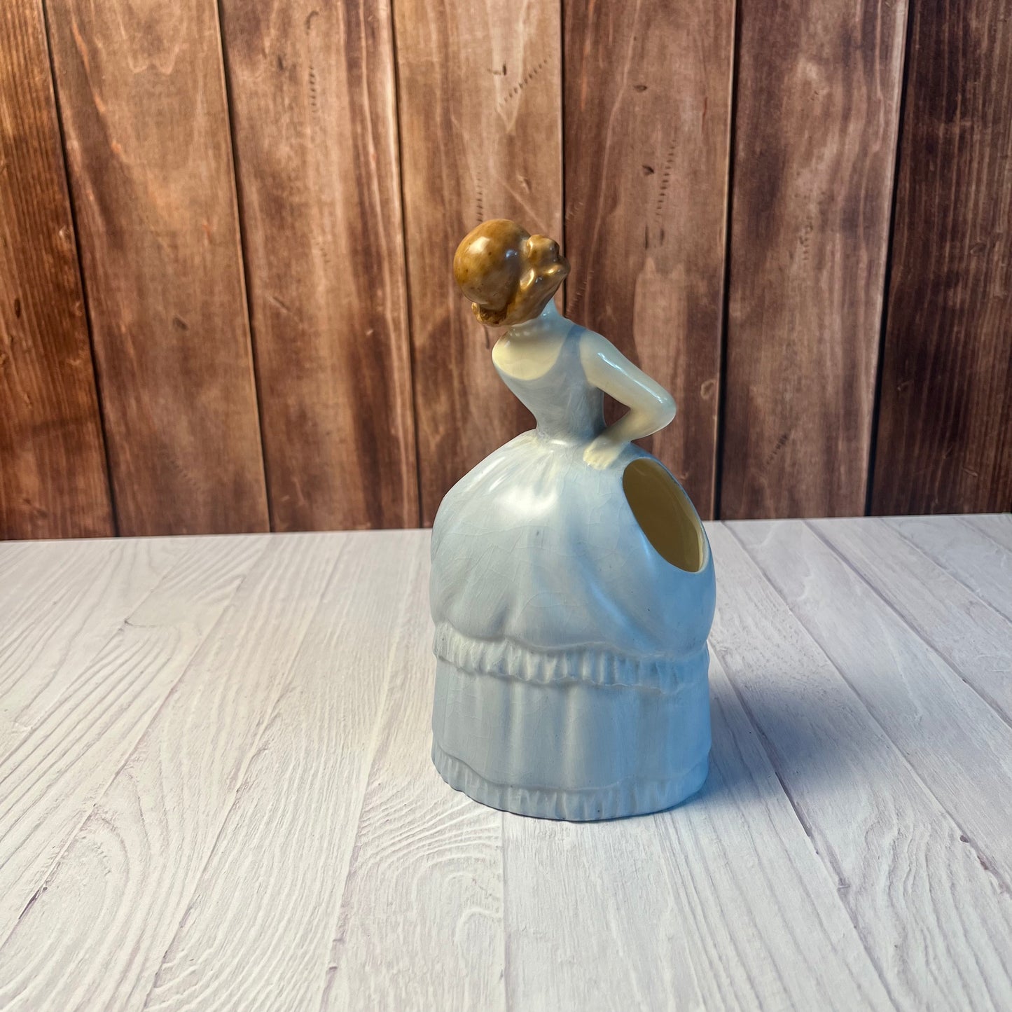 Vintage Hand-Painted Porcelain Lady Planter