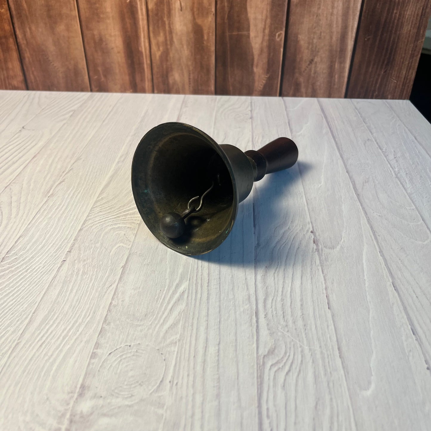 Antique Brass Hand Bell with Wooden Handle