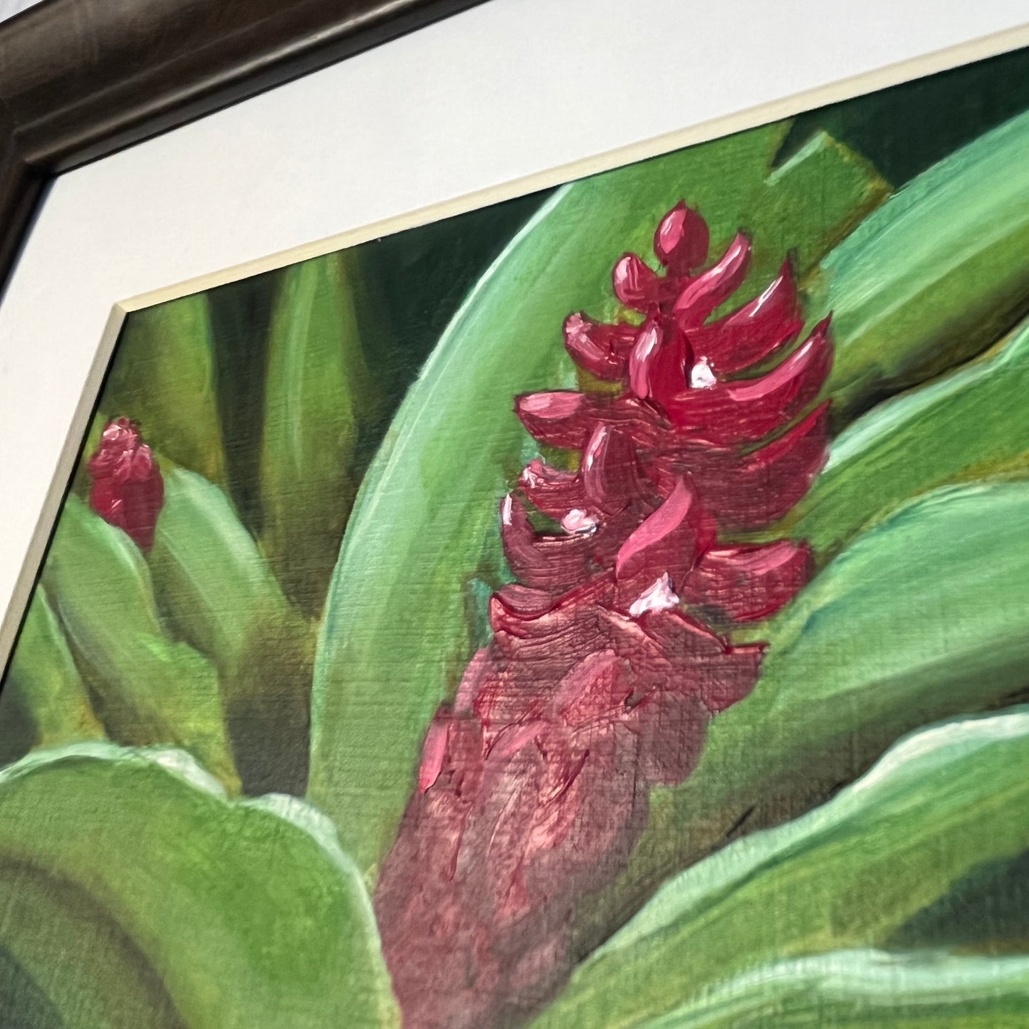 Framed Original Oil Painting – Hawaiian Red Ginger