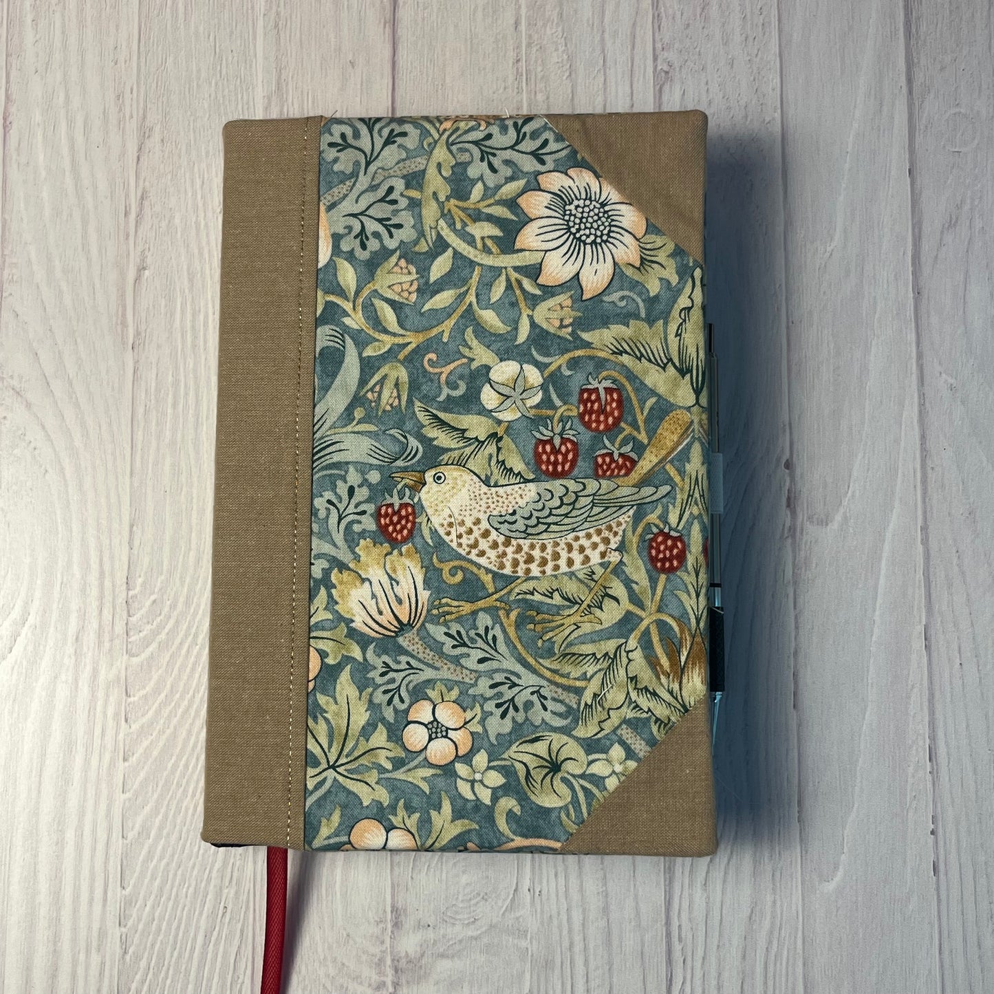 Fabric Covered Sketchbook - Strawberry Thief Coffee