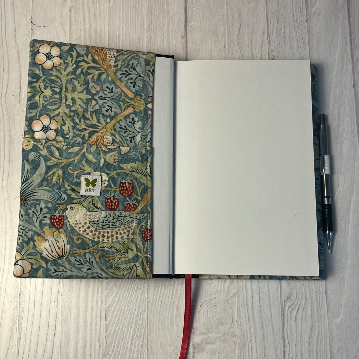 Fabric Covered Sketchbook - Strawberry Thief Coffee