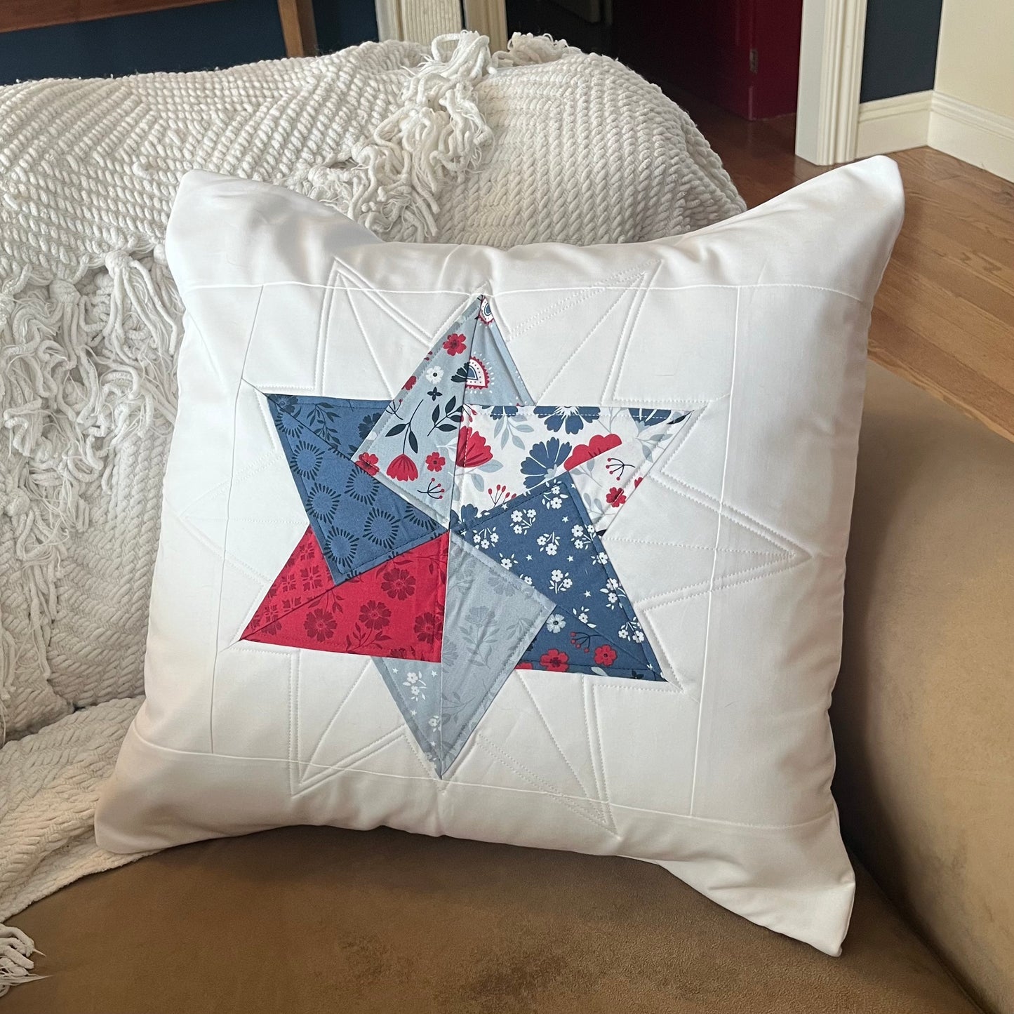Quilted Throw Pillow - Americana Star (1)