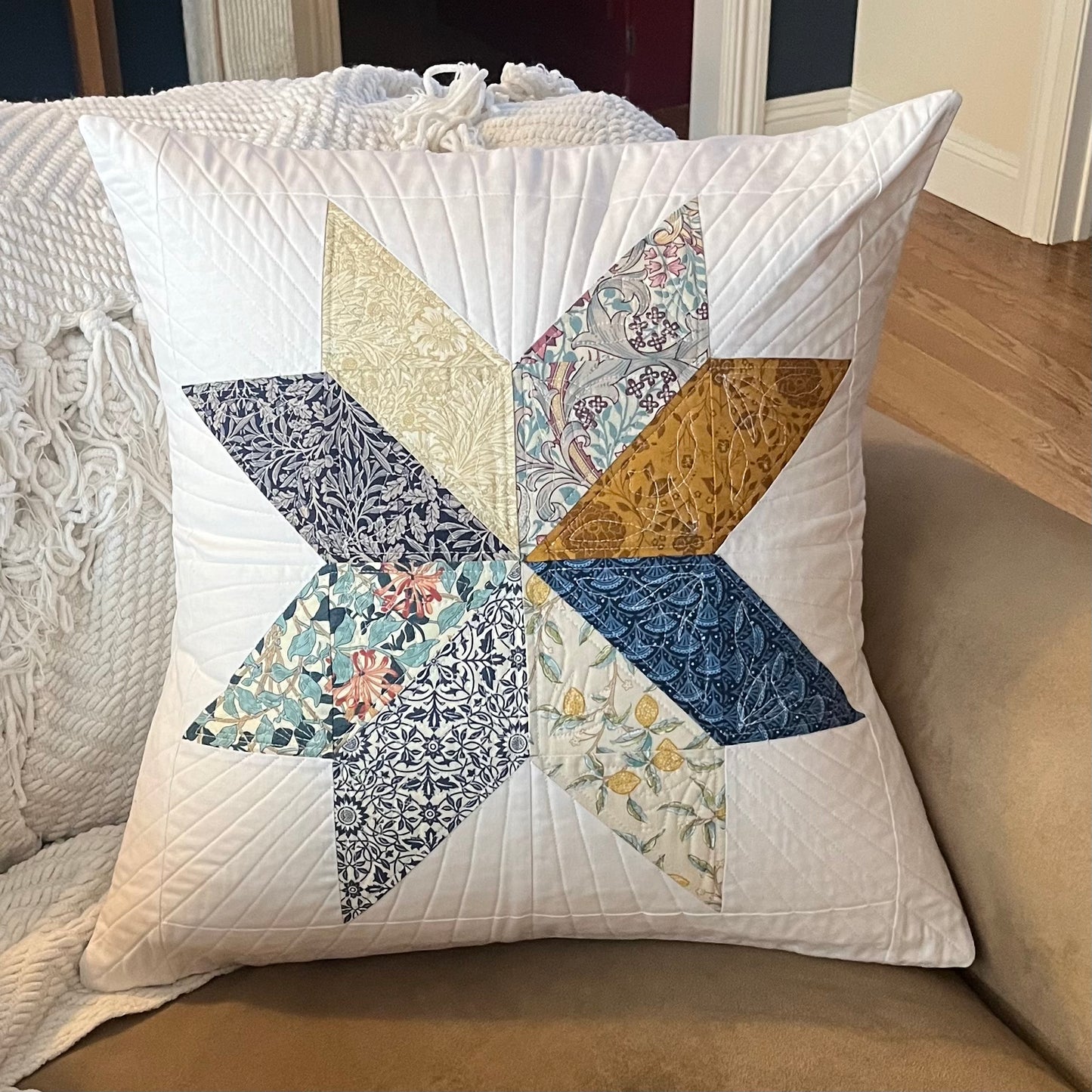 Quilted Throw Pillows - Set of Two - Patchwork Star Victoria