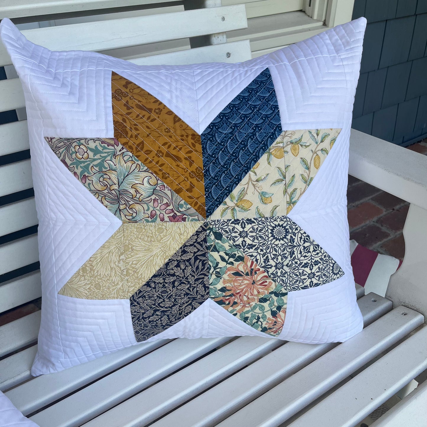 Quilted Throw Pillows - Set of Two - Patchwork Star Victoria