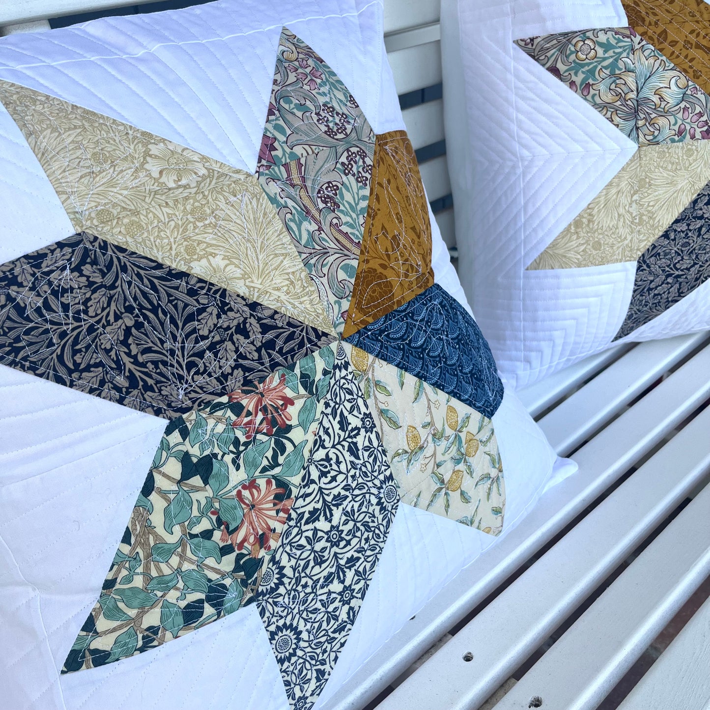 Quilted Throw Pillows - Set of Two - Patchwork Star Victoria