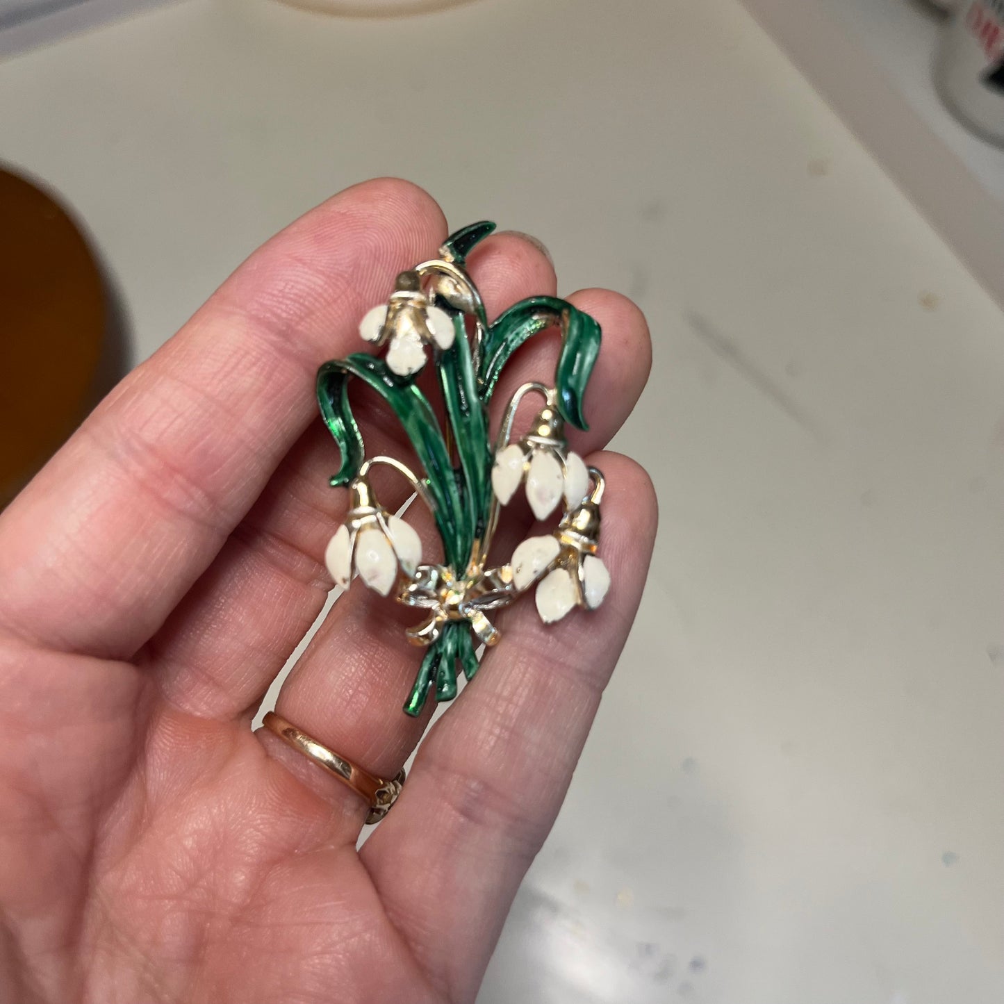 Vintage 1950s Snowdrop Brooch