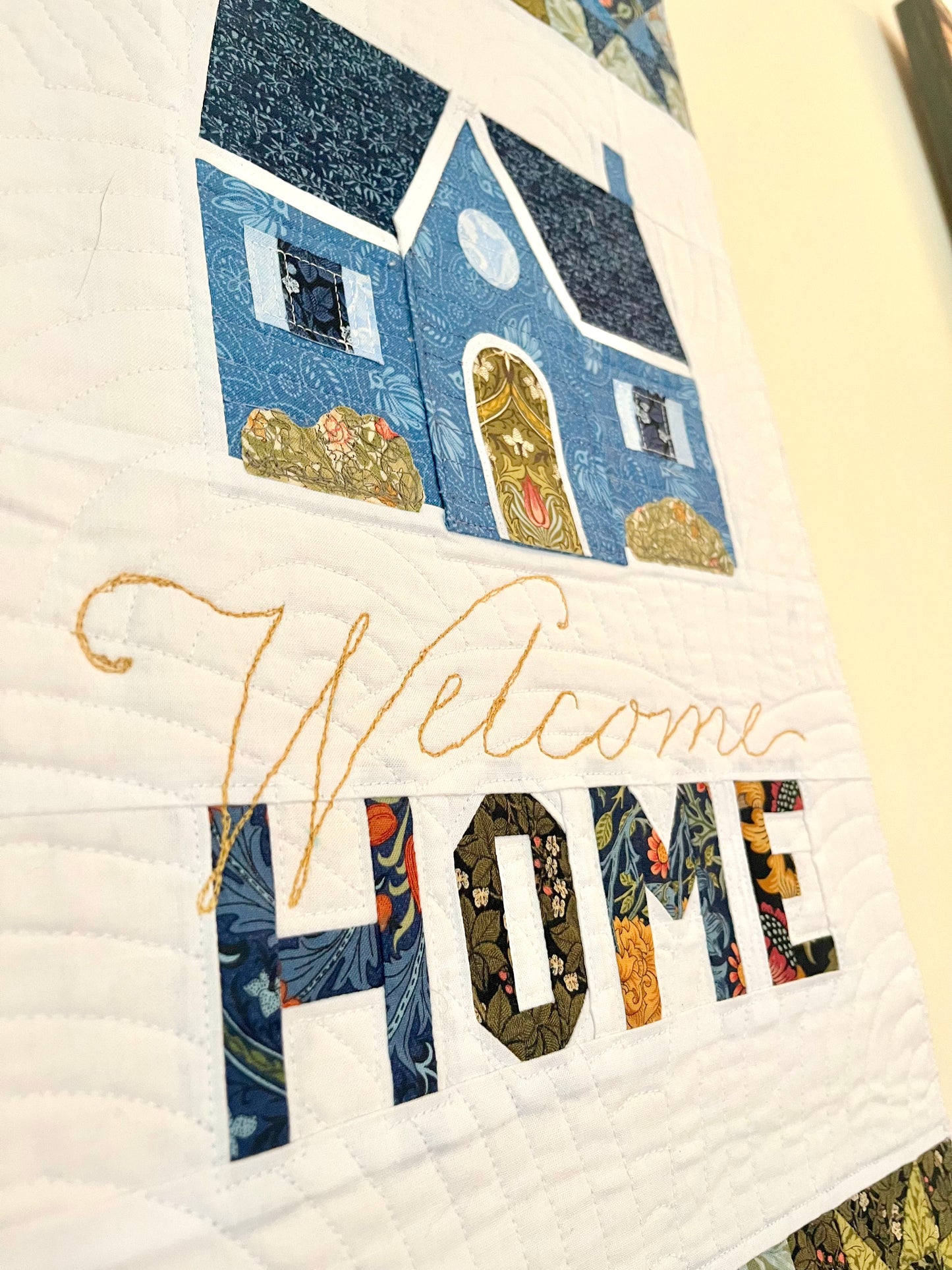 Welcome Home Quilted Wall Hanging - Blue Victoria