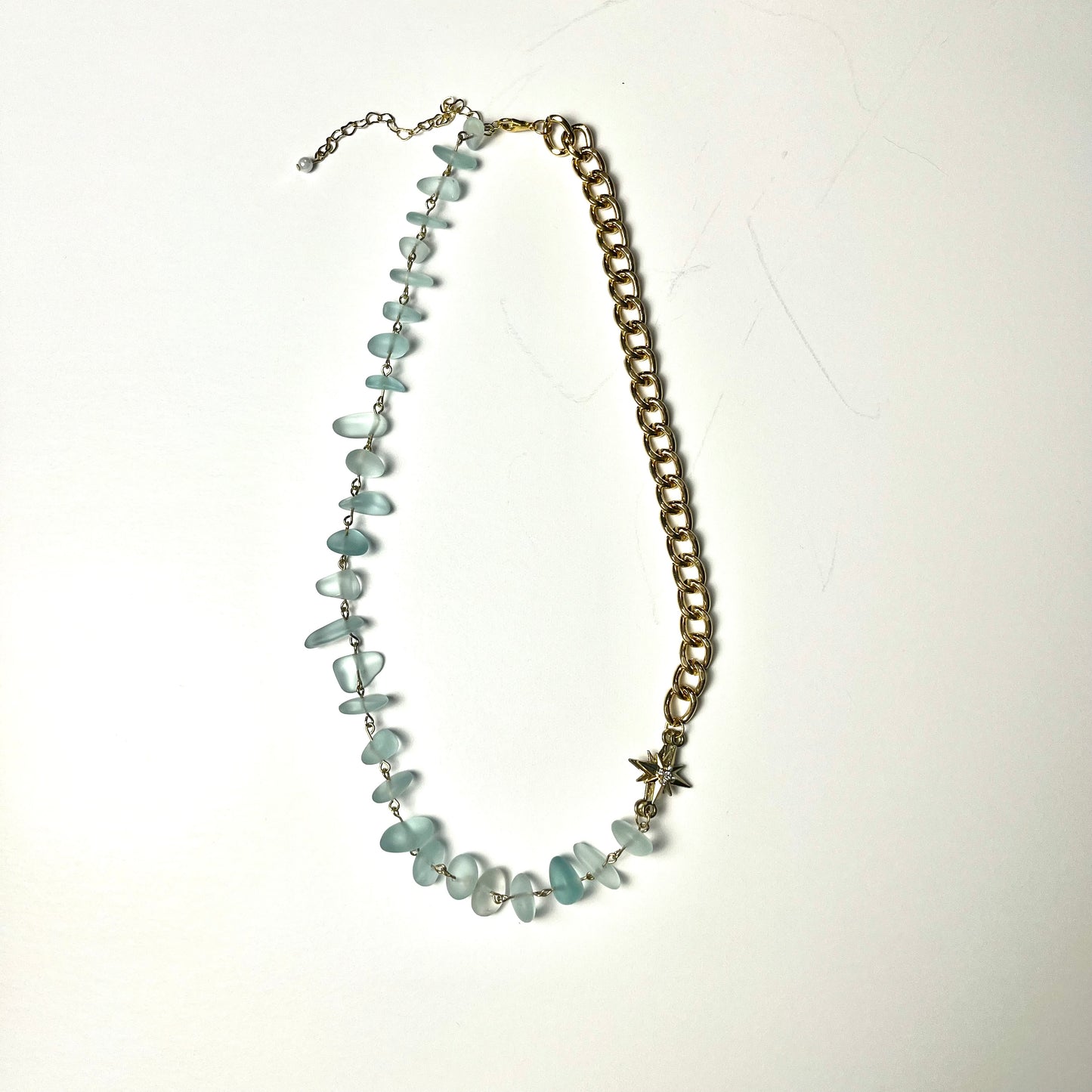 Northstar Necklace – Seaglass & Gold with Star Charm