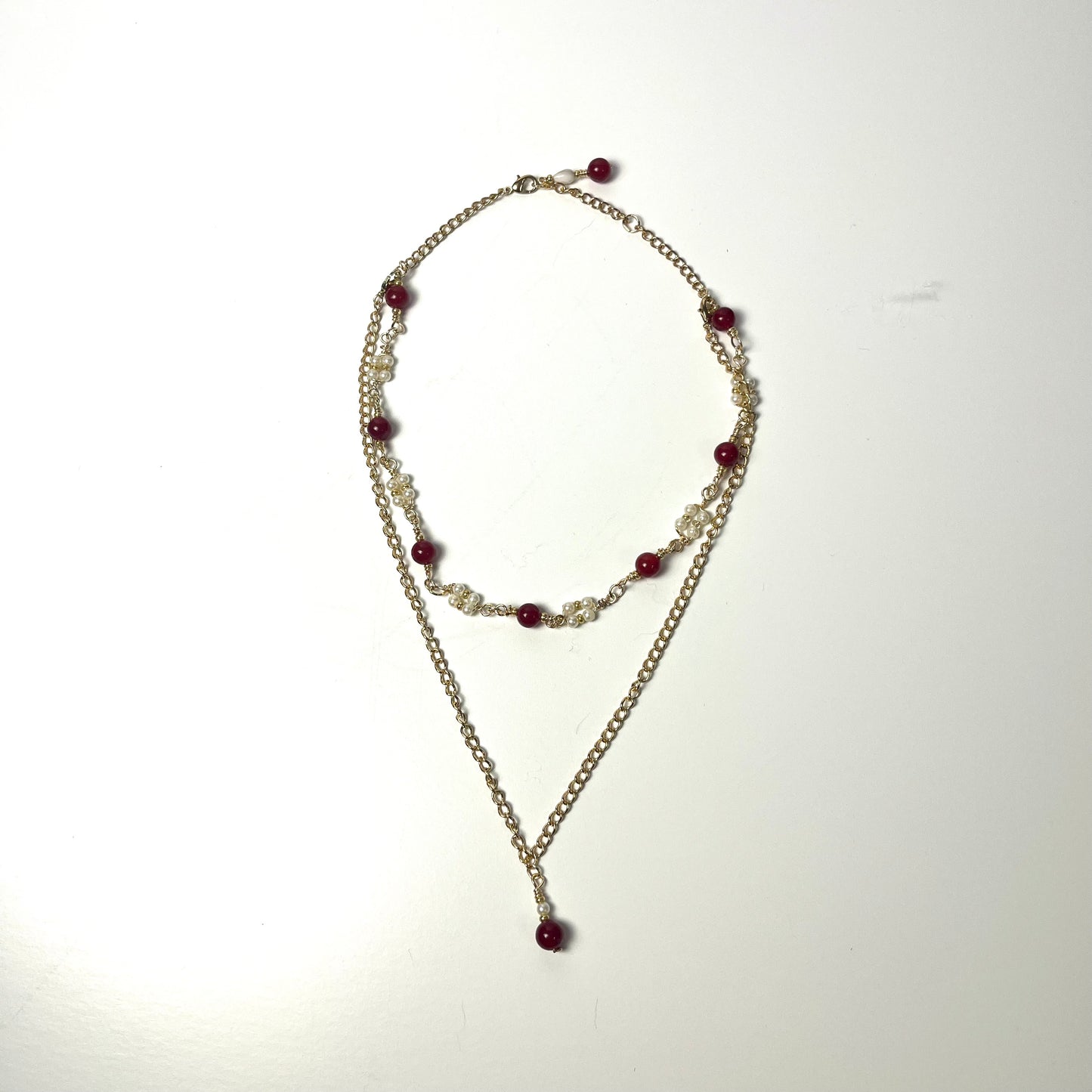 Jane Seymour Red and Pearl Handcrafted Necklace