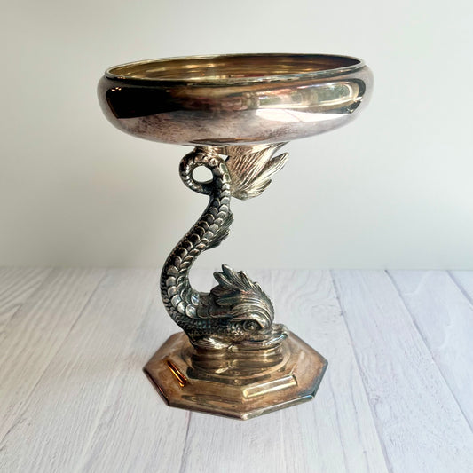 Antique 1909 Silver-Plated Tazza by Lawrence B. Smith Co. – Dolphin Motif