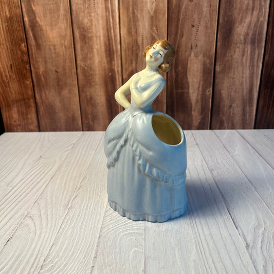 Vintage Hand-Painted Porcelain Lady Planter