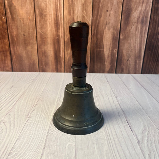 Antique Brass Hand Bell with Wooden Handle