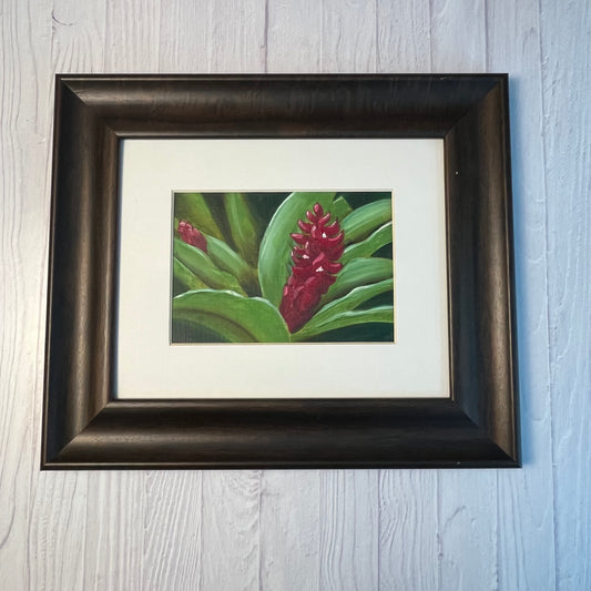 Framed Original Oil Painting – Hawaiian Red Ginger