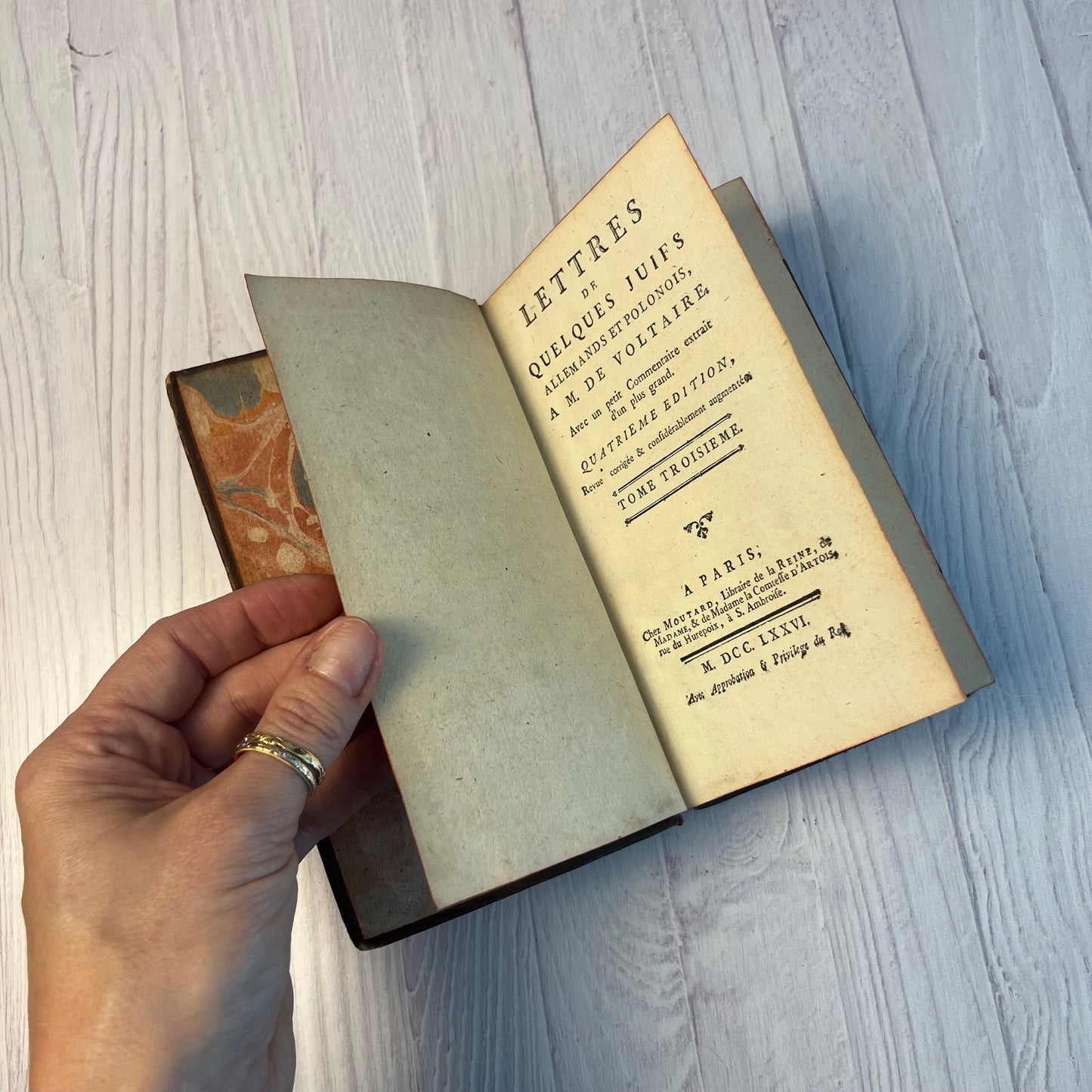 Antique French Book - Letters to Voltair