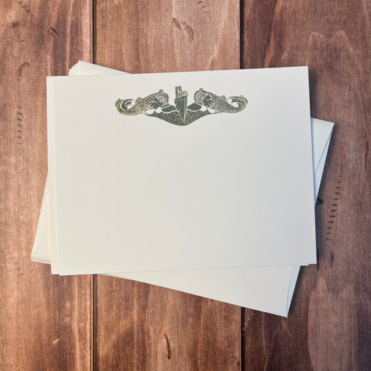 Gold Foil Dolphin Insignia Stationery Set