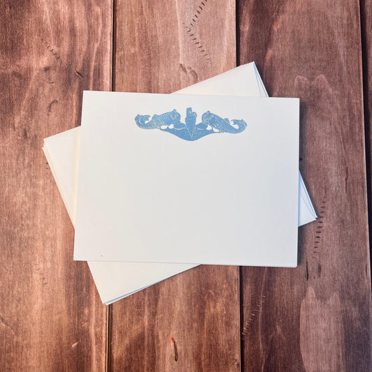 Silver Foil Dolphin Insignia Stationery Set