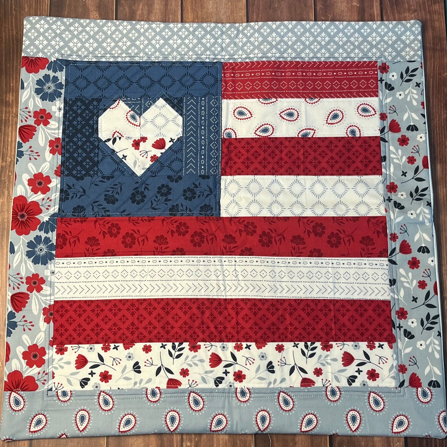 Quilted Throw Pillow - Americana Flag (1)