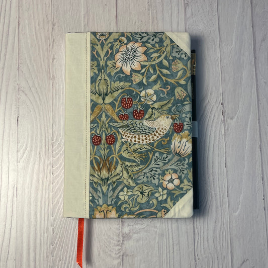 Fabric Covered Sketchbook  - Strawberry Thief Ivory