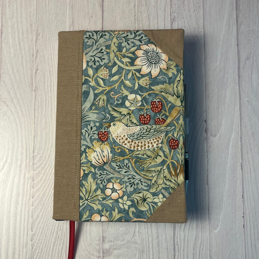 Fabric Covered Sketchbook  - Strawberry Thief Coffee