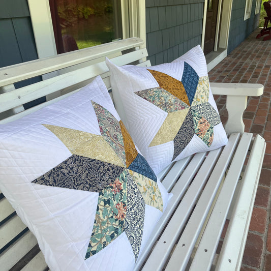 Quilted Throw Pillows - Set of Two - Patchwork Star Victoria