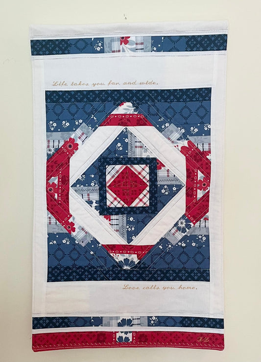 Love Brings You Home Americana Quilt Square Wall Hanging