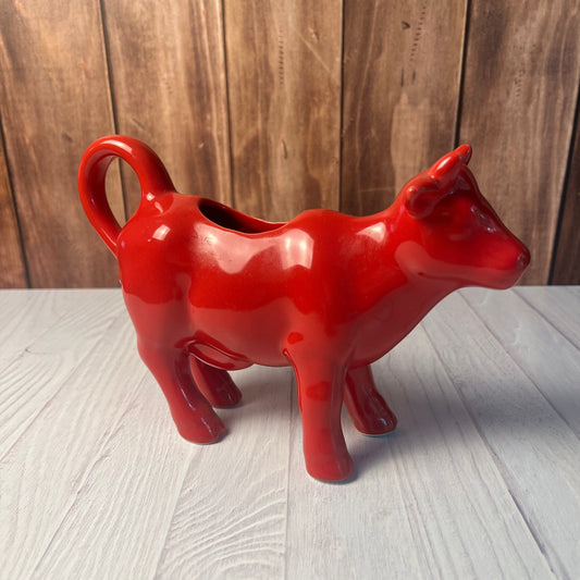 Red Ceramic Cow Creamer