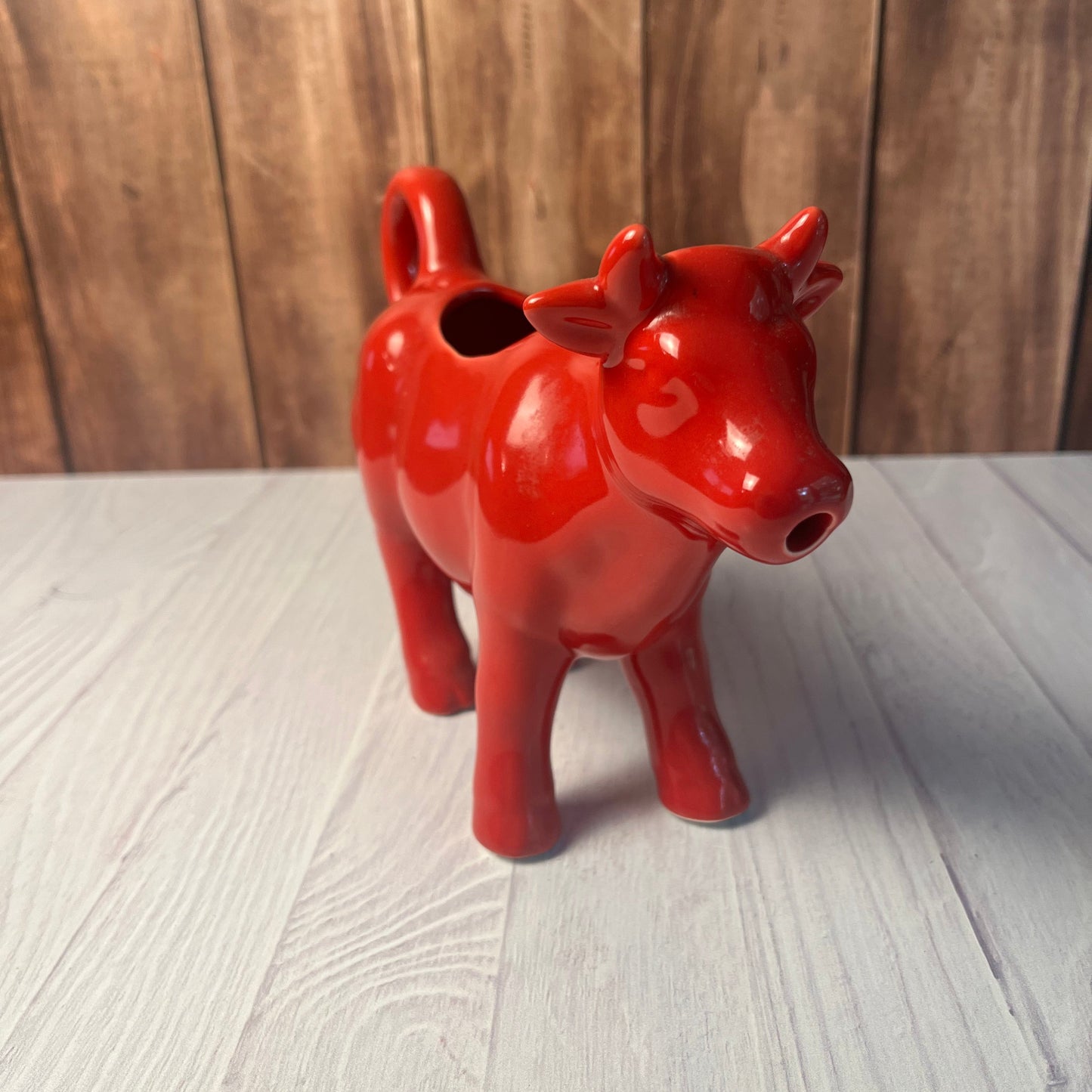 Red Ceramic Cow Creamer