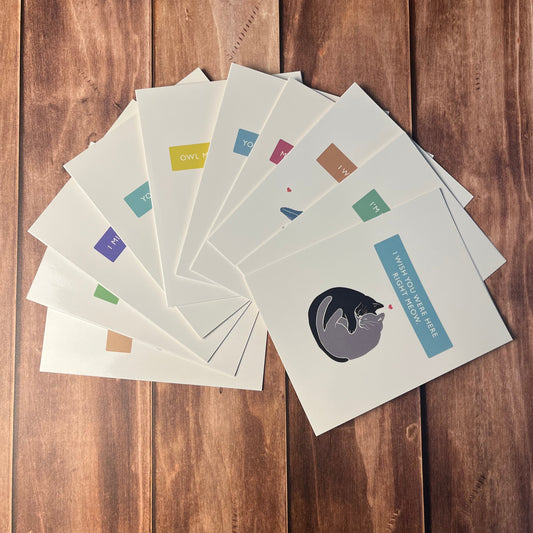 “I Miss You” Animal Pun Card Pack – Set of 10