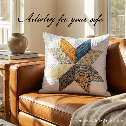 Quilted Throw Pillows - Set of Two - Patchwork Star Victoria