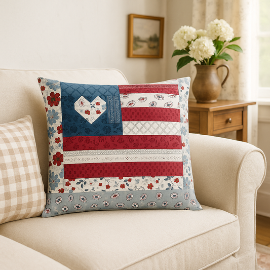 Quilted Throw Pillow - Americana Flag (1)