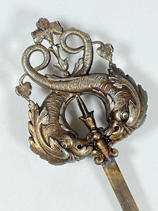 Antique French Hatelet Skewer with Dolphin Motif (c. 1900)