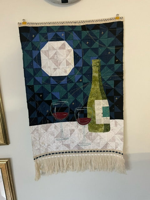 Wine by Moonlight - Quilted Wall Hanging