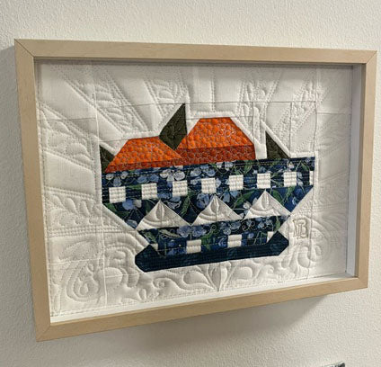 Oranges in a Blue Bowl - Framed Quilt Block