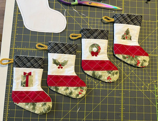 Mini Stockings - Classic Christmas Set of Two (Wreath and Tree)