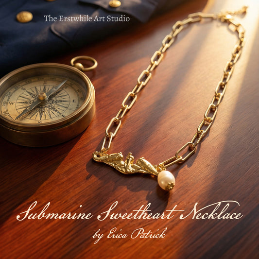 Gold Dolphin Sweetheart Necklace with Pearl