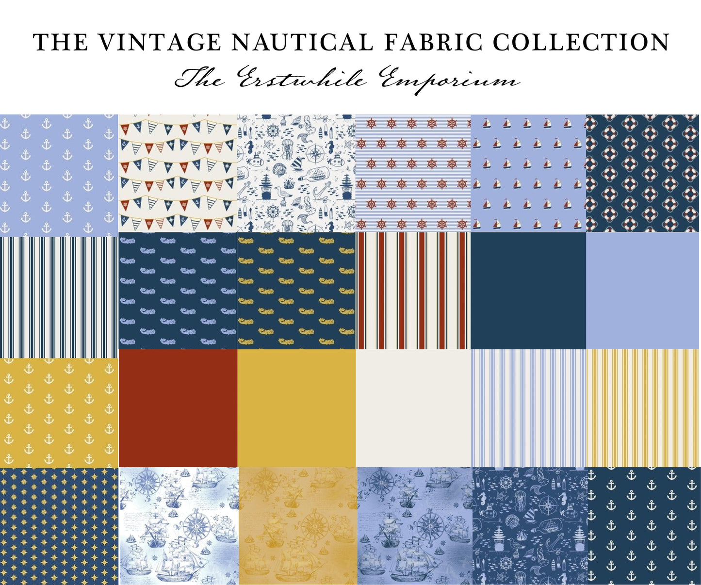 Vintage Nautical Fat Quarter Bundle – 24 Pieces