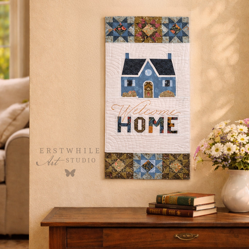 Welcome Home Quilted Wall Hanging - Blue Victoria